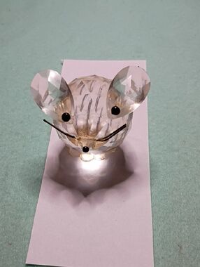 Vintage Clear Crystal Mouse Figurine - Home Art Glass